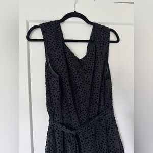 Boden Elegant Black Sleeveless Wide Leg Jumpsuit Velvet Polkadot Size 16/18R